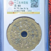 清代宝苏炉压胜钱十二生肖·背八卦八卦·有文·窄郭